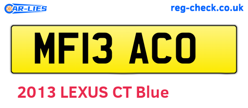 MF13ACO are the vehicle registration plates.
