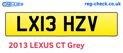 LX13HZV are the vehicle registration plates.