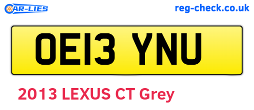 OE13YNU are the vehicle registration plates.