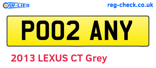 PO02ANY are the vehicle registration plates.