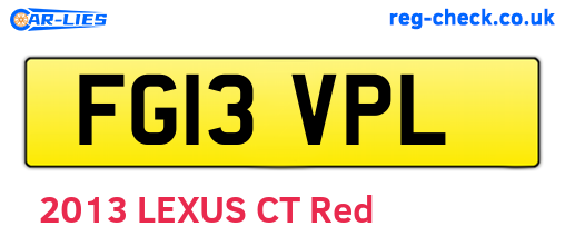 FG13VPL are the vehicle registration plates.