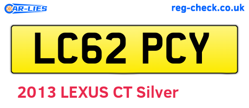 LC62PCY are the vehicle registration plates.