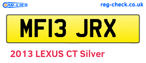 MF13JRX are the vehicle registration plates.
