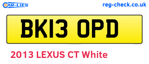 BK13OPD are the vehicle registration plates.