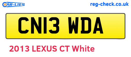 CN13WDA are the vehicle registration plates.
