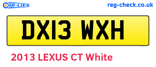 DX13WXH are the vehicle registration plates.
