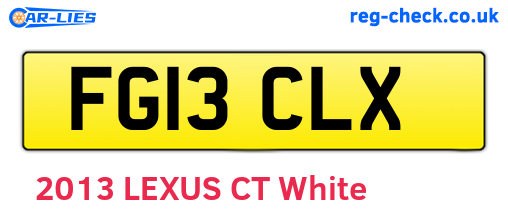 FG13CLX are the vehicle registration plates.