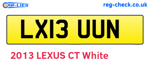 LX13UUN are the vehicle registration plates.