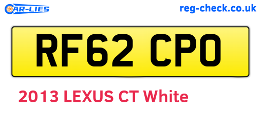 RF62CPO are the vehicle registration plates.
