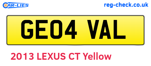 GE04VAL are the vehicle registration plates.