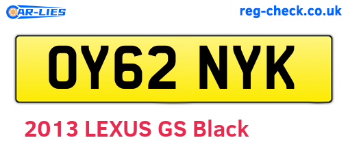 OY62NYK are the vehicle registration plates.