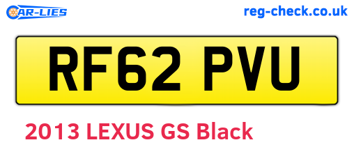 RF62PVU are the vehicle registration plates.