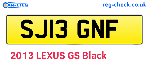 SJ13GNF are the vehicle registration plates.