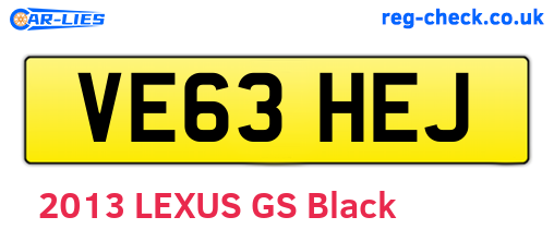 VE63HEJ are the vehicle registration plates.