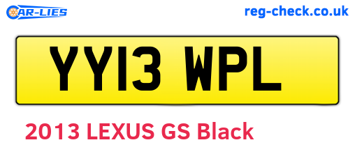 YY13WPL are the vehicle registration plates.