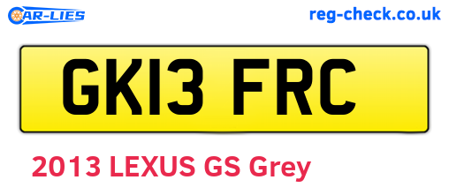 GK13FRC are the vehicle registration plates.