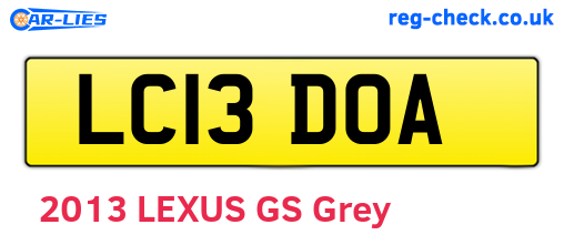 LC13DOA are the vehicle registration plates.