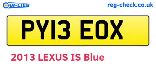 PY13EOX are the vehicle registration plates.