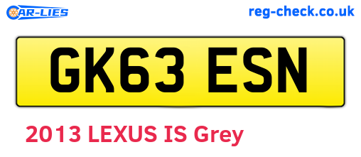GK63ESN are the vehicle registration plates.