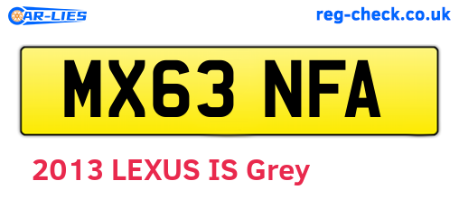 MX63NFA are the vehicle registration plates.