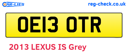 OE13OTR are the vehicle registration plates.
