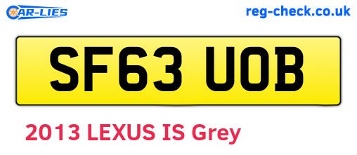 SF63UOB are the vehicle registration plates.