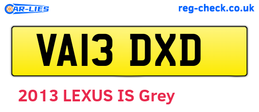 VA13DXD are the vehicle registration plates.