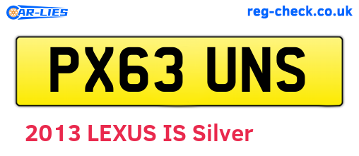 PX63UNS are the vehicle registration plates.