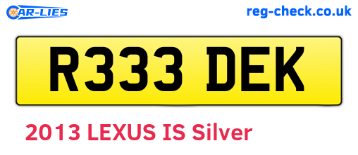 R333DEK are the vehicle registration plates.