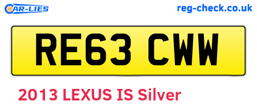 RE63CWW are the vehicle registration plates.