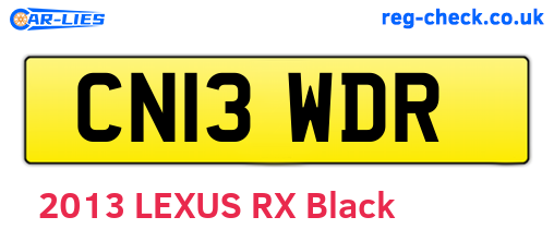 CN13WDR are the vehicle registration plates.