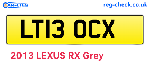 LT13OCX are the vehicle registration plates.