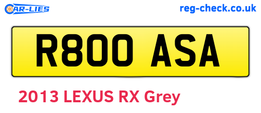 R800ASA are the vehicle registration plates.