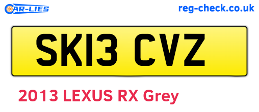SK13CVZ are the vehicle registration plates.