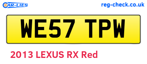 WE57TPW are the vehicle registration plates.