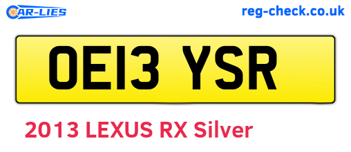 OE13YSR are the vehicle registration plates.