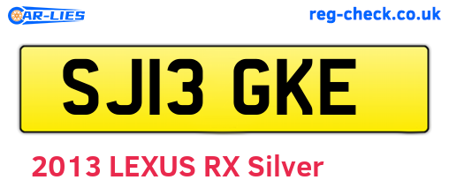 SJ13GKE are the vehicle registration plates.