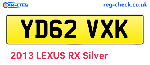 YD62VXK are the vehicle registration plates.
