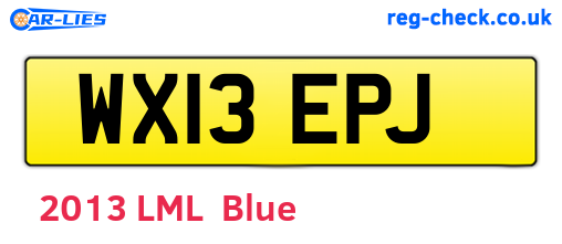 WX13EPJ are the vehicle registration plates.