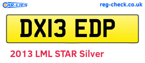 DX13EDP are the vehicle registration plates.