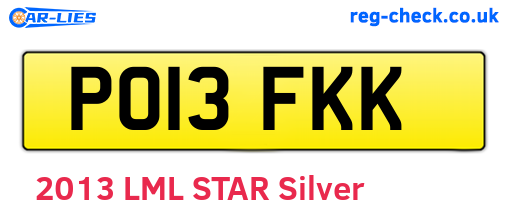 PO13FKK are the vehicle registration plates.