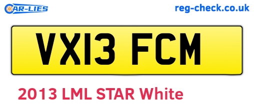 VX13FCM are the vehicle registration plates.
