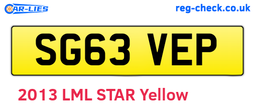 SG63VEP are the vehicle registration plates.