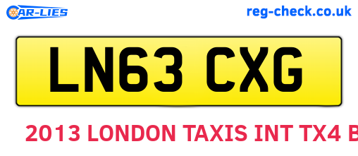 LN63CXG are the vehicle registration plates.