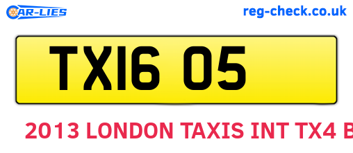 TXI605 are the vehicle registration plates.