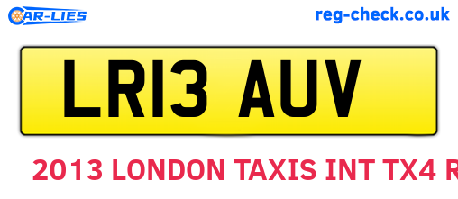 LR13AUV are the vehicle registration plates.