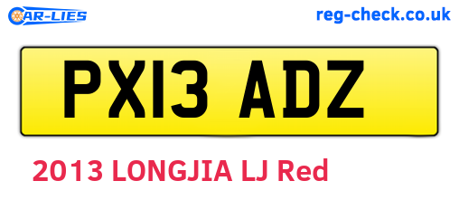 PX13ADZ are the vehicle registration plates.
