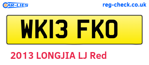 WK13FKO are the vehicle registration plates.