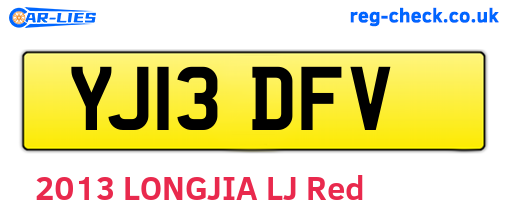 YJ13DFV are the vehicle registration plates.
