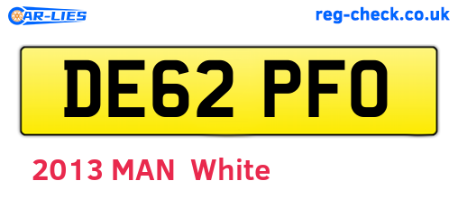 DE62PFO are the vehicle registration plates.
